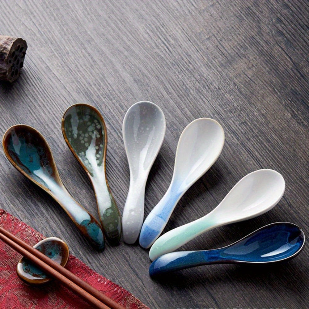Japanese Tableware Kiln Rice Spoon Soup Spoon Porridge Spoon Household Creative Restaurant Spoons