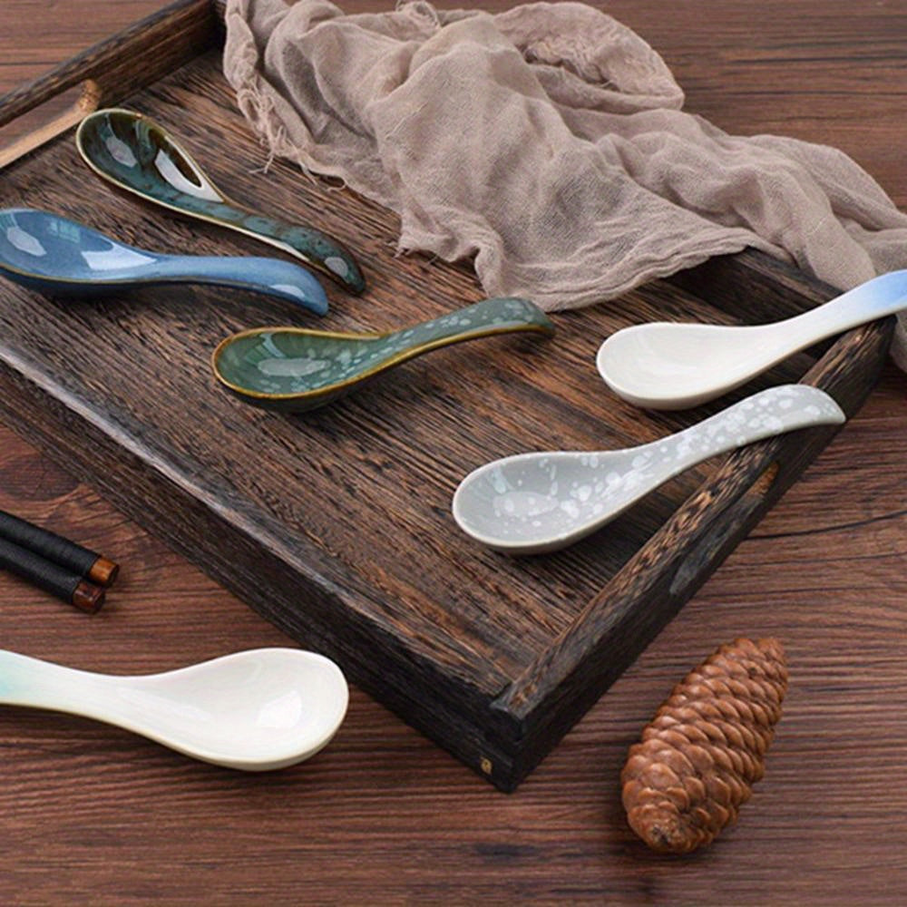 Japanese Tableware Kiln Rice Spoon Soup Spoon Porridge Spoon Household Creative Restaurant Spoons