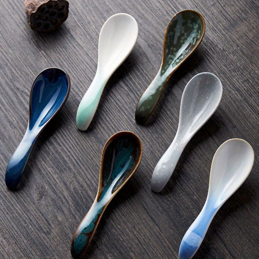 Japanese Tableware Kiln Rice Spoon Soup Spoon Porridge Spoon Household Creative Restaurant Spoons