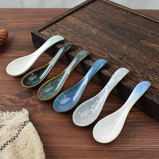 Japanese Tableware Kiln Rice Spoon Soup Spoon Porridge Spoon Household Creative Restaurant Spoons