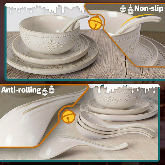Artena Soup Spoons Set of 4, Ramen Spoons, Asian Soup Spoon, Chinese Soup Spoons for Dumplings Wonton, White Ceramic Pho Spoons, Japanese Soup Spoon, Deep Oval Hook Design, Dishwasher Safe ( 7. 35 inch)