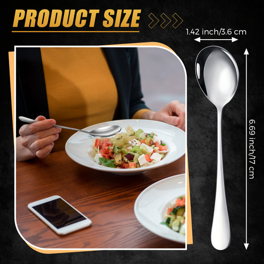 100pcs Soup Spoons Set Stainless Steel Spoons Silverware Dessert Spoon Bulk Metal Dinner Spoons Mirror Polished Tablespoon For Home Restaurant Kitchen Dishwasher Safe