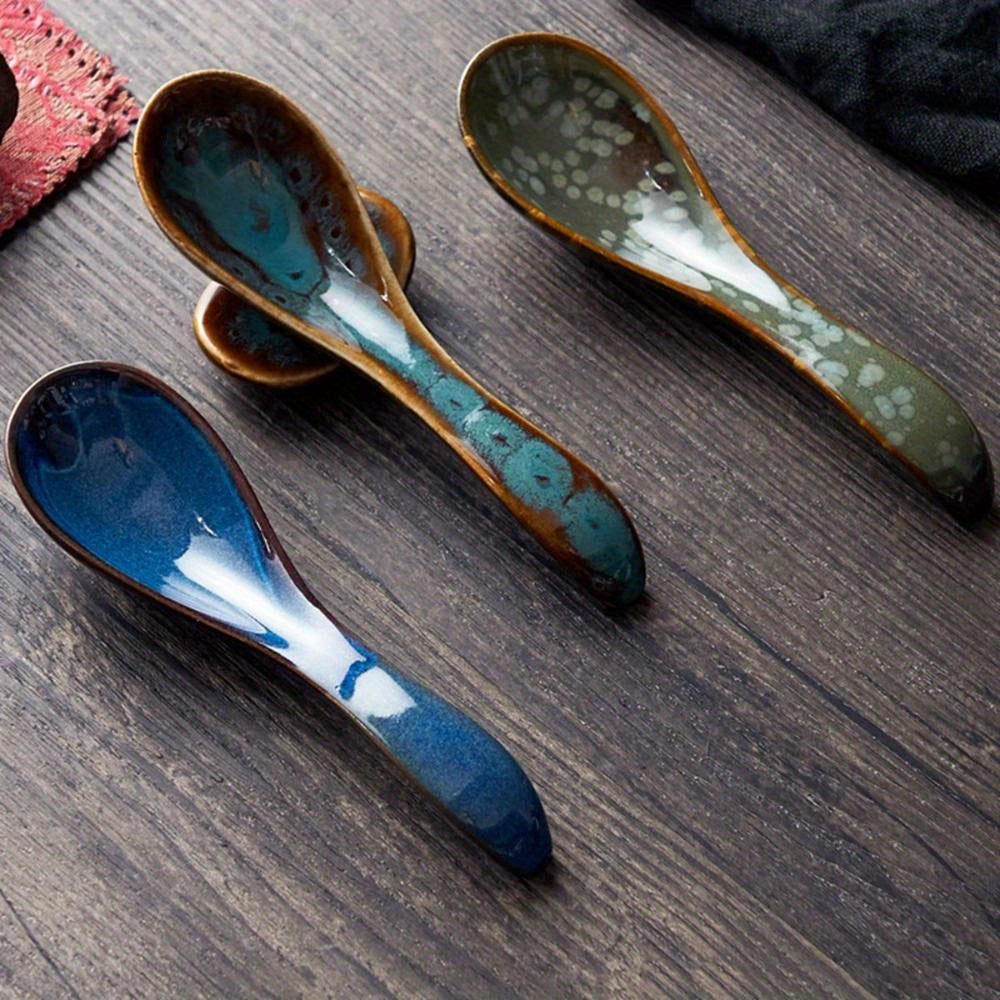 Japanese Tableware Kiln Rice Spoon Soup Spoon Porridge Spoon Household Creative Restaurant Spoons