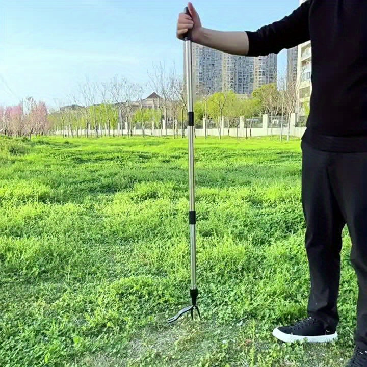 Stainless Steel Weed Puller Stainless Steel Manual Weed Puller Tool | No-Bend Standing Design with Ergonomic Handle for Efficient Root Removal, Garden & Lawn Care, Durable Yard Maintenance Tool
